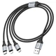Универсальный USB кабель HOCO X102 Fresh 3в1 (Lightning + Micro USB + Type-C) 1 м Черный - изображение 3