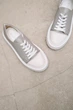 Женские демисезонные кеды PARADIZE SHOES из серой кожи с белым носком и шнуровкой на высокой подошве 39 размер (стелька 25,5 см) - изображение 5