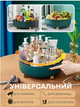 Органайзер подставка для косметики вращающийся 360° поворотный одноярусный пластиковый бокс для хранения кремов косметических аксессуаров настольный с бортами ножками в ванную на косметический стол зеленый 3DTOYSLAMP - изображение 6