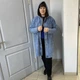 Кардиган женский джинсовый с капюшоном большой размер 58 голубой - изображение 2
