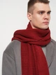 Шарф вязаный шерстяной бордовый мужской однотонный мягкий тёплый зимний унисекс грубой вязки из шерсти и акрила 185х40 см - изображение 3
