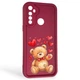 Чехол силиконовый Soft Touch с 3D принтом милый мишка для Realme C3 бордовый (Полная защита камеры) - изображение 1