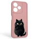Чохол силіконовий оригінальний Soft Touch з 3D принтом злого кота для Xiaomi Redmi 13 4G рожевий (Повний захист камери) - зображення 1