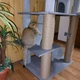 Высокий игровой кошачий комплекс когтеточка с большим домиком гамаком коту кошке 195х80х60см серый - изображение 8