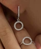 Серебряные серьги висюльки круг с циркониями 2624369 - изображение 5