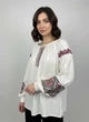 Вишиванка жіноча MOTYV Горпина золота — Льон та бавовна — Біла з вишивкою гладдю| Розмір XL - изображение 1