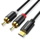 Аудиокабель Vention USB Type-C - 2RCA 1.5m Hi-Fi Stereo, DAC 24bit/96kHz Black (BGDBG) - изображение 1