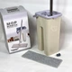 Набор для влажной уборки дома MOP Scratch Cleaning, плоская швабра с отжимом, швабра с ведром 4 л с автоматическим отжимом для уборки, швабра + ведро и 2 насадки из микрофибры, CSM-42-Beige - изображение 5