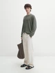 Светр з льону Massimo Dutti 912338505c56 L хакі (100005624) - зображення 2