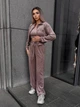 Жіночий велюровий костюм (кофта+штани+топ) Uaclothes 46-48 Капучино (like36679-171051350) - изображение 1