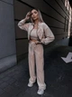 Жіночий велюровий костюм (кофта+штани+топ) Uaclothes 46-48 Бежевий (like36680-171061350) - изображение 1