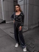 Жіночий велюровий костюм (кофта+штани+топ) Uaclothes 46-48 Графітовий (like36673-170991350) - изображение 1