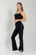 Легінси жіночі Штани спортивні Flexit Retro Stripe кльош, з білими лампасами та розрізами, висока талія black L - изображение 2