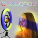 Кольцевая светодиодная лампа 10 Вт, 3200-6500K, 33 см, RGB LED RING MJ33/ с креплением для телефона и регулировкой цвета - изображение 4