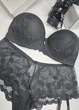 Кружевной комплект белья с push-up (бюстгальтер, трусики, подвязка) Selene 65B, S черный (14001) - изображение 9