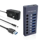 USB-хаб 7 портів USB 3.0 з індивідуальними кнопками, з зовнішнім блоком живлення, алюмінієвий корпус ( код: HUB985B ) - зображення 4