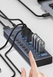 USB-хаб 10 портів USB 3.0 з індивідуальними кнопками, з зовнішнім блоком живлення, алюмінієвий корпус ( код: HUB985A ) - зображення 7