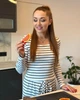 Піжама жіноча з рубчику кофта та штани Біла у чорну смужку Maybel 2XL 318 (4084_5) - зображення 6