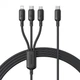 Кабель 3-в-1 Baseus Silky One-for-Three Fast Charging Type-C to Micro USB+Lightning+Type-C 100W (1.5m) black - зображення 1