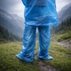 Дождевик с брюками полиэтиленовый водонепроницаемый 2в1 Raincoat Set, защитный дождевой костюм (штаны + куртка) с капюшоном от дождя и влаги, унисекс, размер универсальный Голубой, AH-146-Blue - изображение 6