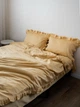 Комплект постільної білизни Cozy з рюшами золотий Для немовлят 90*120 см, простирадло 60*120*12 см на резинці - зображення 6