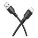 Кабель для заряджання та передачі даних USB Borofone BX116 Fast charging 2.4A USB to Lightning 1метр Black - зображення 1