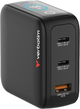 Ładowarka sieciowa Verbatim Mini GaN Charger 3-port 100W with Display Black (23942302391) - obraz 2
