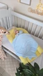 Кокон з крилами Chickabiddy, двосторонній зима-літо, синій бавовняний велюр та жовтий однотон, 100% бавовна, позиціонер гніздечко для новонароджених, 90х52 см - зображення 12
