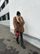 Еко шуба з штучного хутра лама , коричневого кольору ,зима, розмір S - зображення 4