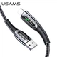 Кабель Usams Lightning Smart Power Off Cable Raydan Series US-SJ470 |2m, 2.4A| black - зображення 1