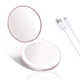 Кишенькове дзеркало з підсвічуванням LED J-Mirror MakeUp D8 косметичне, подвійне, регулювання яскравості, USB Рожеве - зображення 5