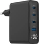 Сетевое зарядное устройство Gembird 1xUSB-A (QC3.0 30W) + 3xType-C (PD 100W) (TA-UC-PDQC100LCD-01-BK) - изображение 1