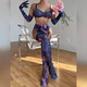 Женский комплект нижнего белья с поясом для чулок с чулками и перчатками Кружево S Синий (30/71) - изображение 6