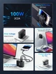 Зарядний пристрій Essager, 100W, GaN, QC 4.0, 2xType-С, 2xUSB, Black - зображення 10