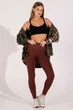 Женские бесшовные леггинсы с push-up эффектом и контрастным поясом Giulia FLEXING LEGGINGS GLAM S/M Brown-hot chocolate, комфортные лосины для спорта, для тренировок, из микрофибры - изображение 5