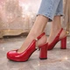 Туфли женские лодочки на среднем каблуке с открытой пяткой лаковые 36 р Fashion 23456 красный - изображение 2