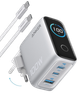 Сітчастий зарядний пристрій Anker GaN Charger 100W, 2xUSB-C PD & 1xUSB-A w Display and Cable сріблястий (7232957) - зображення 1