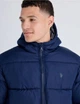 Мужская пуховая куртка US Polo Assn однотонная с капюшоном L синяя - изображение 4