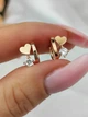 Серьги серебряные 925 пробы в позолоте с сердечком застежка конго (ЛК-119541) - изображение 3