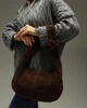 Сумка шопер з натуральної замші (шоколад) SW140-2 - изображение 6