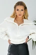 Жіночий в’язаний світшот з коміром на блискавці LadyLike 46 Білий (ll2237270000401) - изображение 4