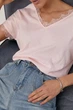 Футболка з мереживними вставками - колір пудра, ONE SIZE - изображение 4