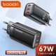 Сетевое зарядное устройство Toocki GaN 67W (USB + 2 Type-C) Black - изображение 2