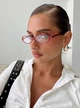 Очки с узкой прямоугольной красной оправой, прозрачные имиджевые очки винтаж нулевые байонетта office siren - изображение 5