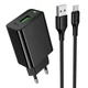 Зарядное устройство с быстрой зарядкой QC3.0 и кабелем USB to Type-C HOCO CS92A 1USB Черный - изображение 1