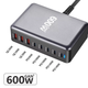 Блок живлення Type-C зарядний пристрій USB Хаб GaN 600W (600Вт) Швидка Зарядка для ноутбука та телефону PD 140W - зображення 2