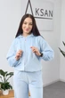 Женский велюровый костюм демисезонный палаццо кофта на замке с капюшоном Aksan 26.2861 44(M) Светло-голубой - изображение 6