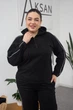 Женский демисезонный костюм замша на дайвинге палаццо кофта с капюшоном полузамок Aksan 26.2858 46(L) Черный - изображение 5