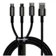 Кабель Baseus Tungsten 3 в 1 USB to M+L+C 3.5A 1.5м Черный - изображение 1