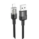 Кабель Hoco U129 прозорий Lightning 1.2м текстильна обплетення для iPhone чорний - зображення 5